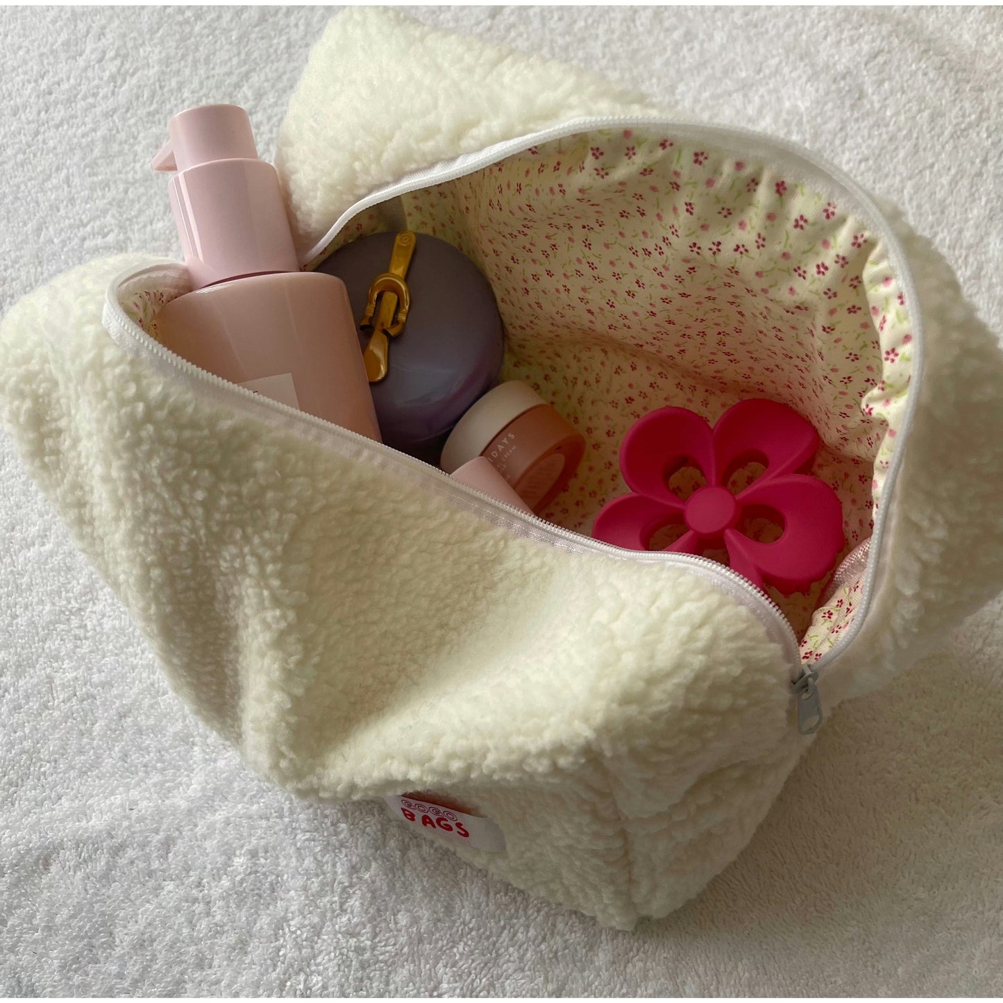 Champagne Teddy Fur Cosmetic Case